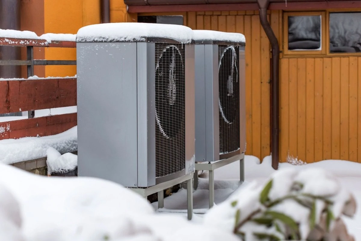 Modern cold-climate air-source heat pump outdoor unit